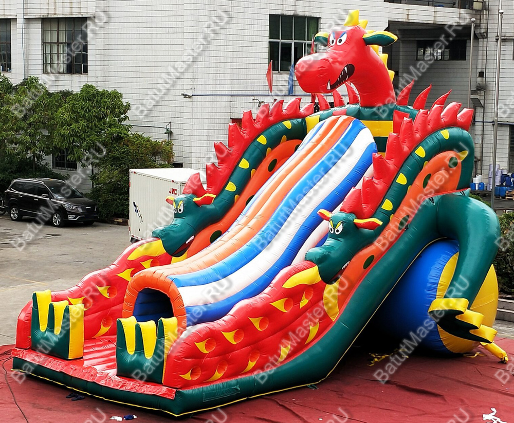 Надувной батут-горка "Трёхглавый змей", 10*5*7 м