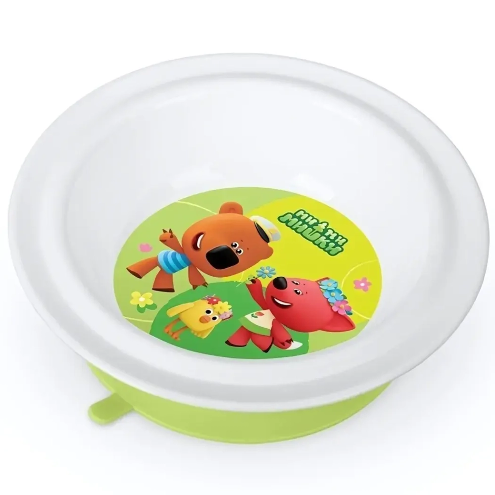 Тарелка пластиковая на присосе 18см «МИ-МИ-МИШКИ» зеленый