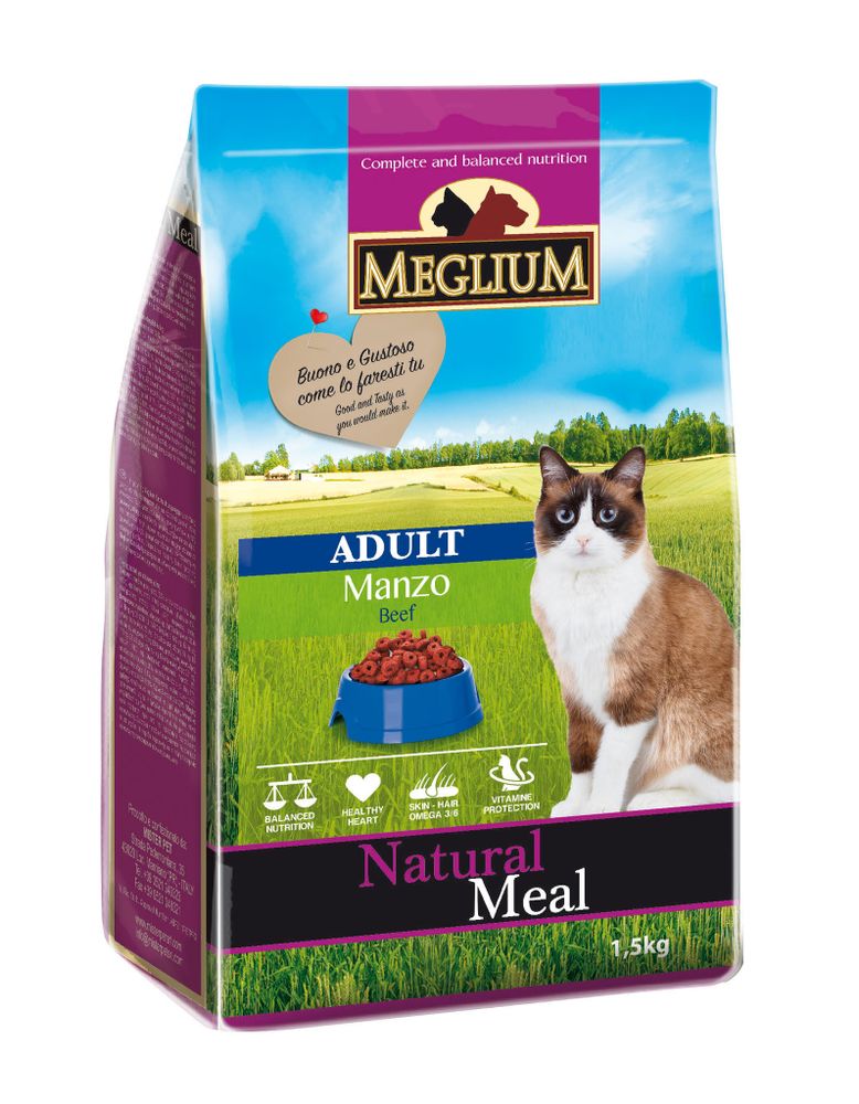 Сухой корм Meglium Adult для привередливых кошек говядина 1,5 кг