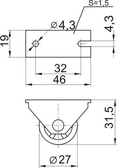 Опора колёсная №493 (цинк)