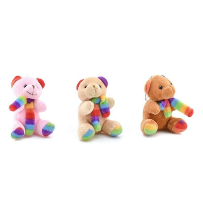 Игрушка мягкая брелок Медведь в шарфике, 4 микс, 8,5 см