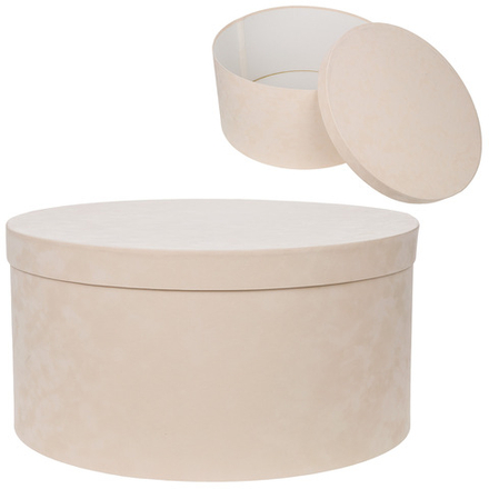 Коробка шляпная (бархат) D60xH30см (Бежевый)