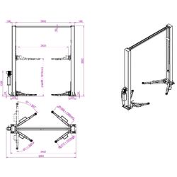 KraftWell (KRW4DLU) Подъемник двухстоечный г/п 4000 кг электрогидравлический