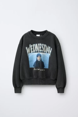 ZARA ТОЛСТОВКА С ЭФФЕКТОМ ПОТЕРТОСТИ WEDNESDAY ©, АНТРАЦИТОВО-СЕРЫЙ