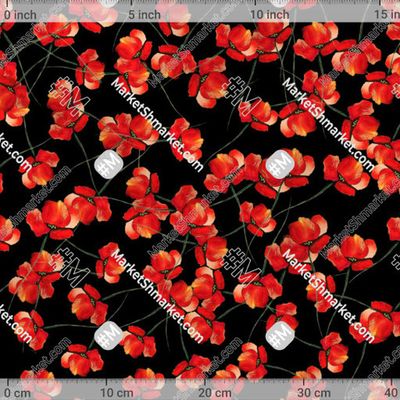 Маки мелкие на черном by Noirkissa 309 DPI