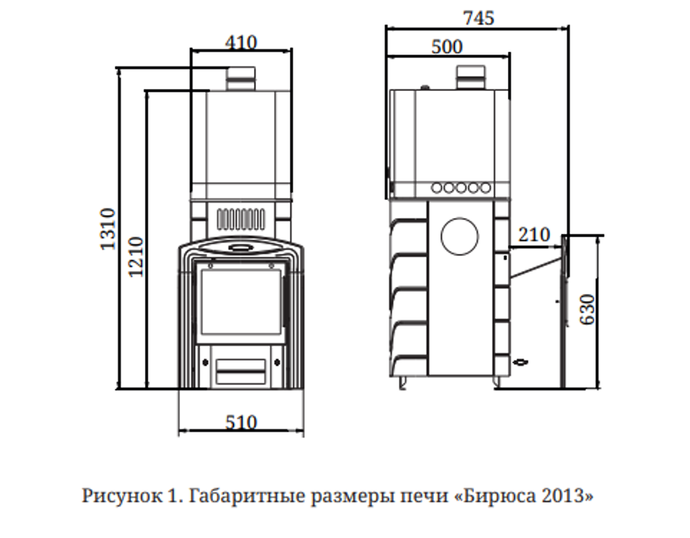 Банная печь Бирюса 2013 Carbon Витра ЗК антрацит размеры