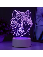 Светильник 3D ночник RISALUX «Волк», LED RGB, от сети, 13.5×