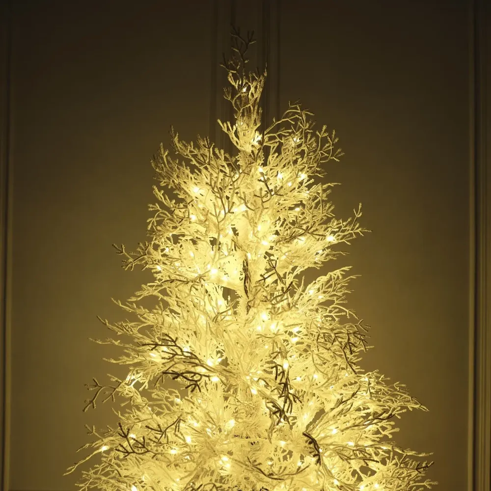 Искусственная белая елка с гирляндой встроенной «Normandia» Нормандия (коралловые ветки) от 2,1 м до 2,4 м