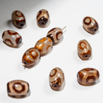 Бусина Дзи "Три глаза" из агата, 10*14мм, коричневый