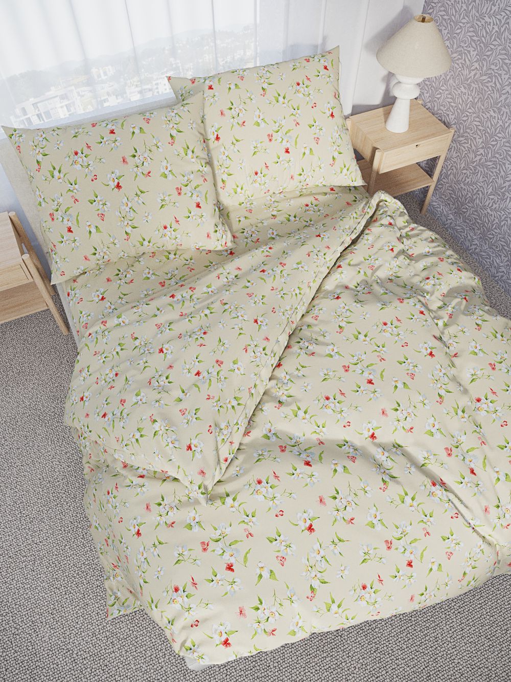 Наволочка комплект 2шт перкаль Сказка "Жасмин" 50x70 см на молнии