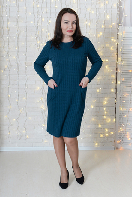 Трикотажное платье 1227Л, морск.волна #133МВ051227Л