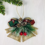 Украшение новогоднее «Колокольчики с ярким бантом» 15*11,5 см, Золото