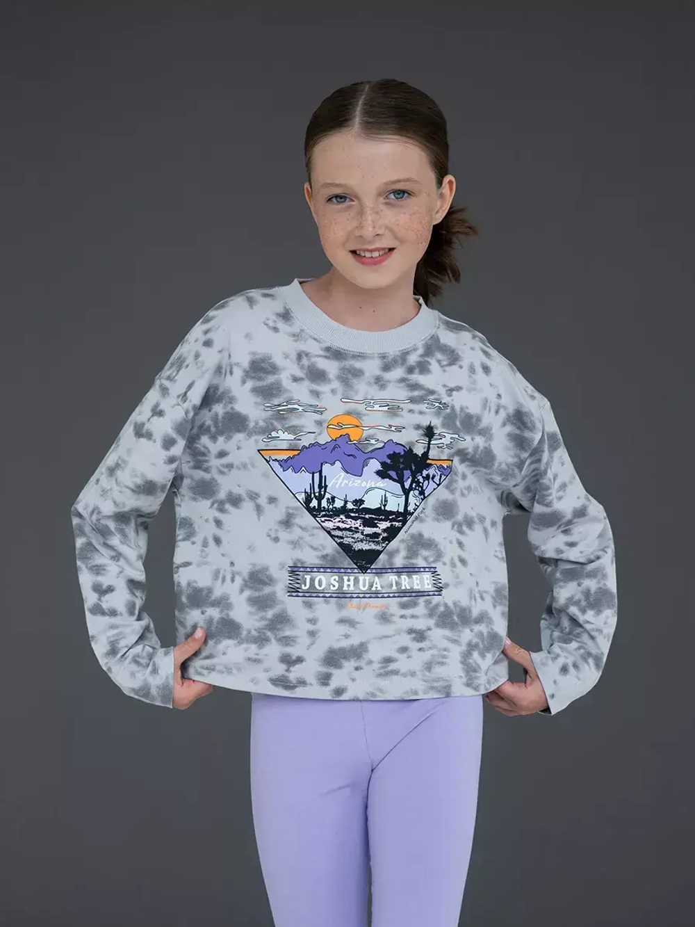 Лонгслив для девочки серый, варенка