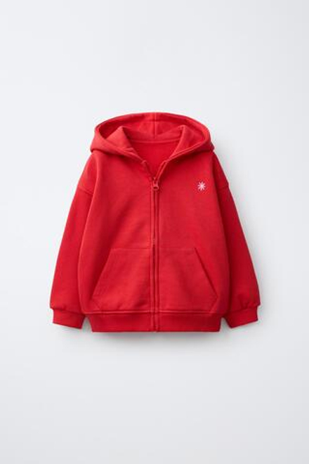 ZARA ХУДИ НА МОЛНИИ С ВЫШИВКОЙ, КРАСНЫЙ