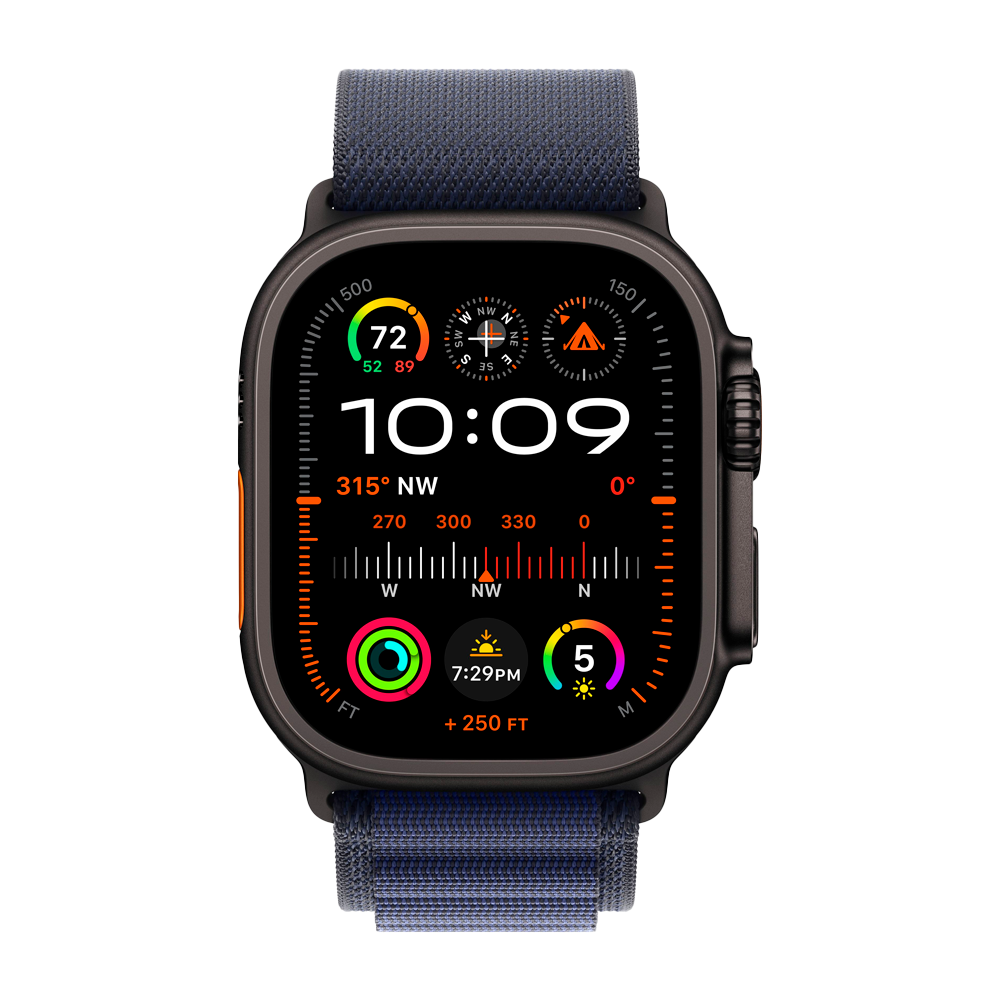 Умные часы Apple Watch Ultra 2 (2024) GPS + Cellular, 49mm, Black Titanium Case with Navy Alpine Loop S, (Темно-синий)