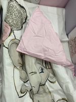 Комплект в кроватку 6-ти предметный (подушечки 17 предметов), "Слоненок розовый" поплин