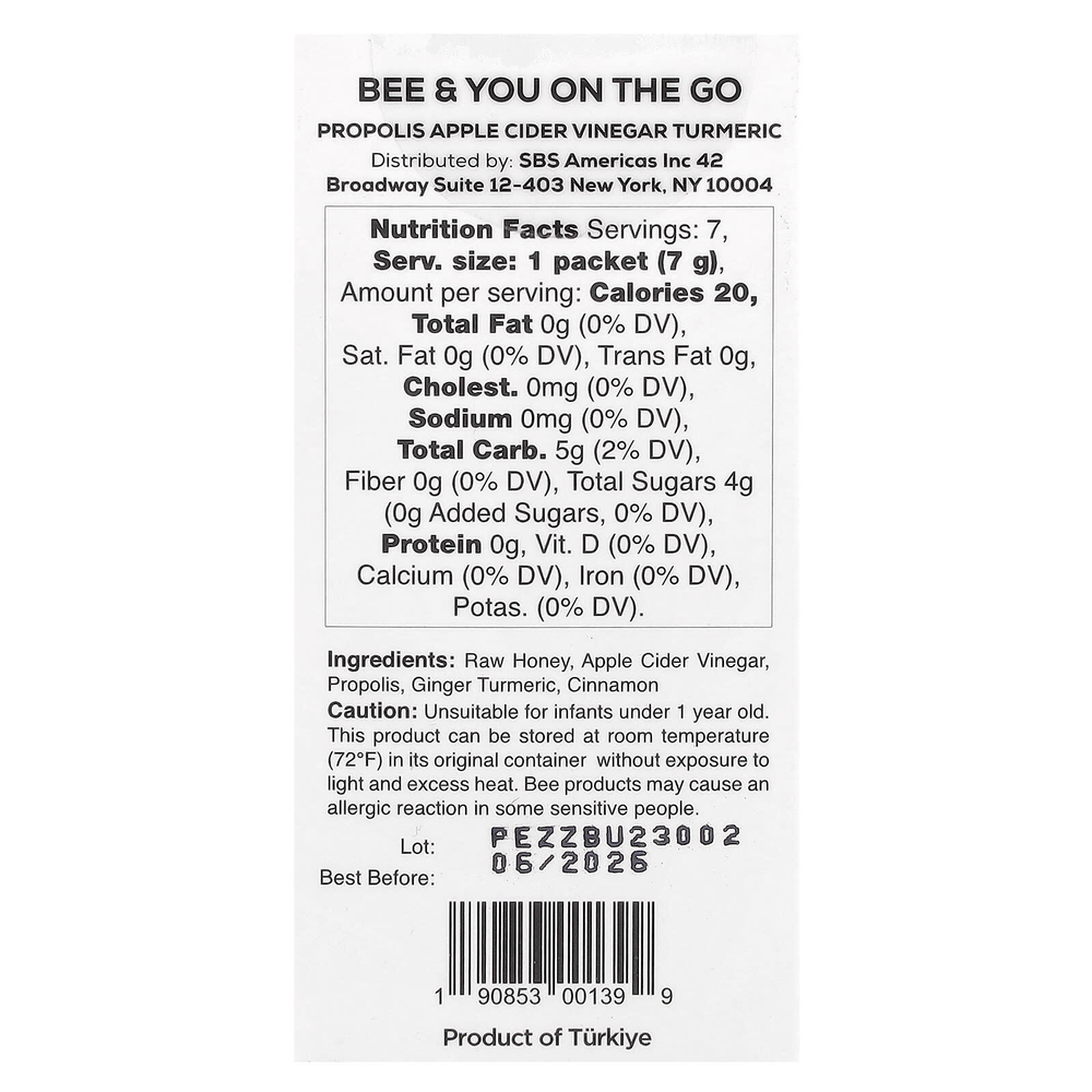 Bee & You, On The Go, для детоксикации, 7 упаковок по 7 г (0,25 унции)