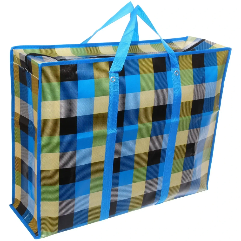 Сумка хозяйственная с внешним карманом « БАУЛ», цвет синий/чёрный, 70*55*23см