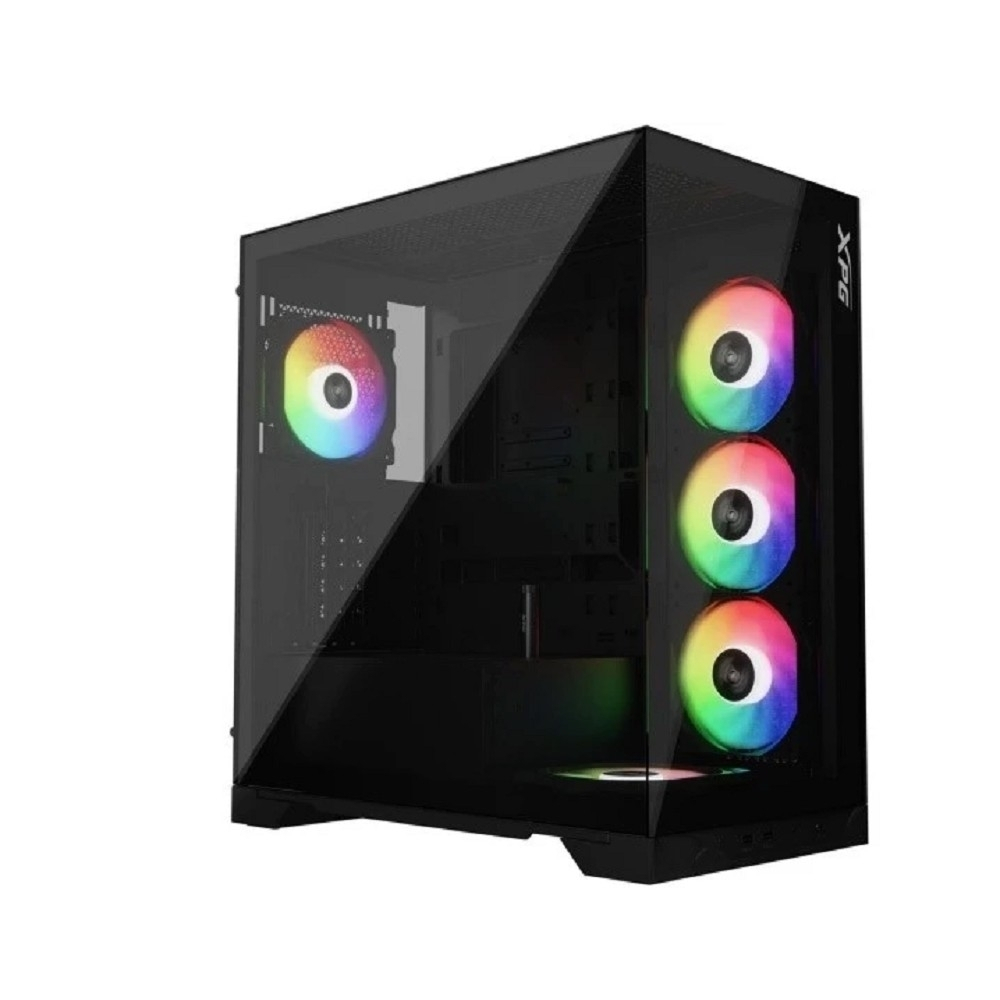 Корпус для компьютера XPG INVADER X BLACK (INVADERXMT-BKCWW) Mid-Tower Gaming ATX PC Case with Panoramic View, Tempered Glass Panels, and RGB Lighting Black