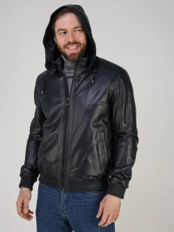 Куртка кожаная натуральная с капюшоном