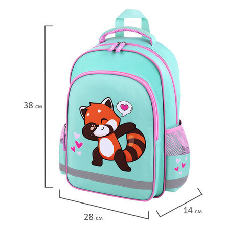 Рюкзак ПИФАГОР SCHOOL, 1 отделение, 3 кармана, "Red panda", 38x28х14 см, 272083