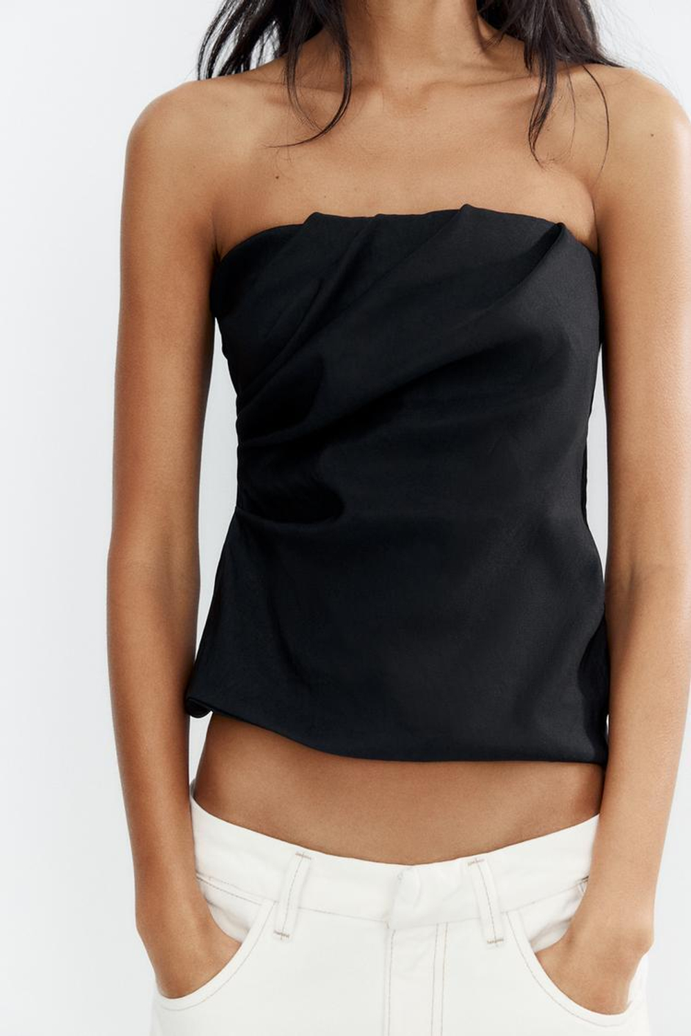 ZARA ТОП БАНДО ИЗ ЭЛАСТИЧНОЙ ТКАНИ, ЧЕРНЫЙ