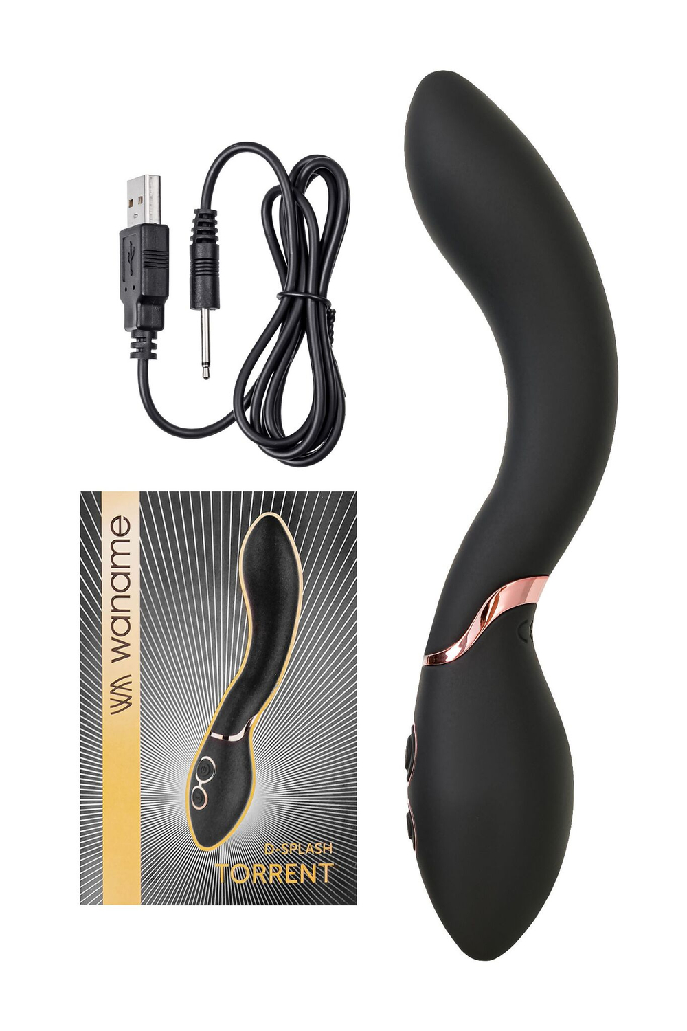 Черный силиконовый вибратор Torrent - 20,5 см. (Цвет: черный)