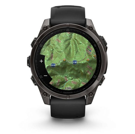 Умные часы Garmin Fenix 8, 47 мм, AMOLED, Sapphire Carbon Gray DLC Titanium with Black/Pebble Gray Silicone Band