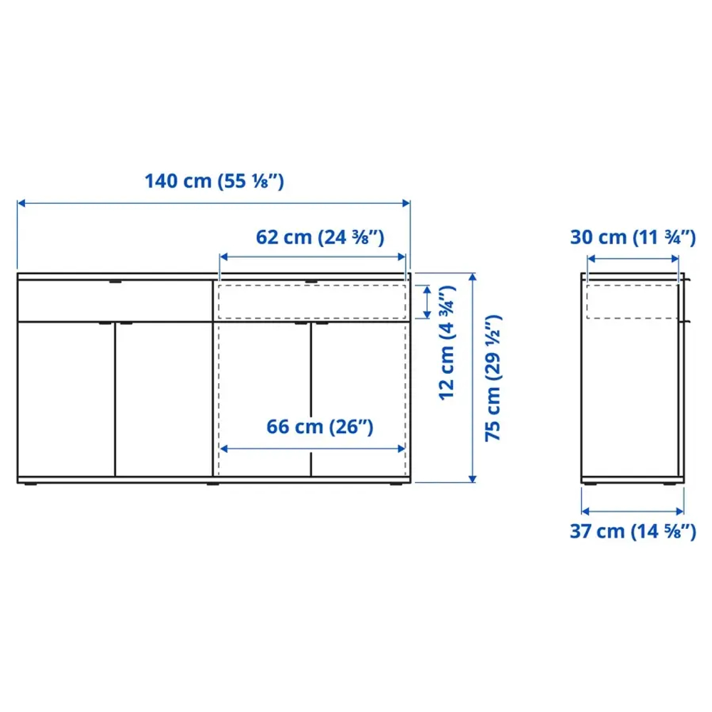 Комбинация для хранения - VIHALS  IKEA/ ВИХАЛС ИКЕА, 75х140 см, серый