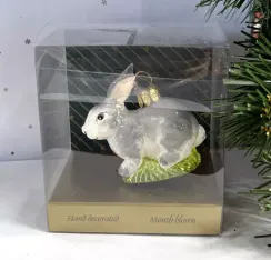 Елочное украшение Зайчик, стекло, 6 см., 1 шт., Irena CO (550850)