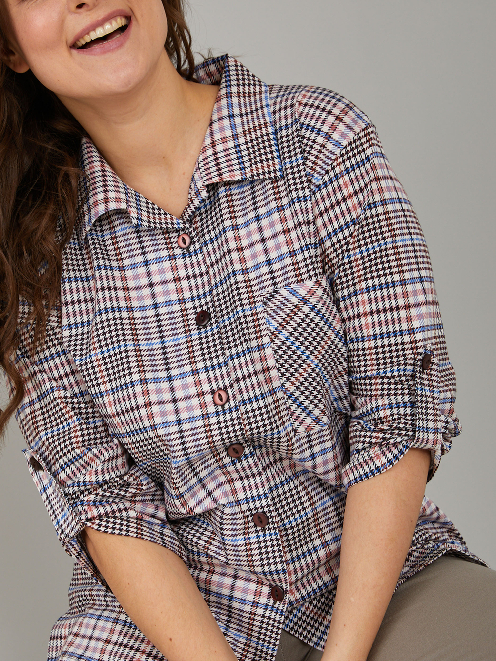 Рубашка Р-001/коричнево-розоваяклетка