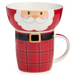 НАБОР ПОСУДЫ LEFARD "САНТА" 2 ПР. (КРУЖКА 355 МЛ, САЛАТНИК 12,5 СМ)