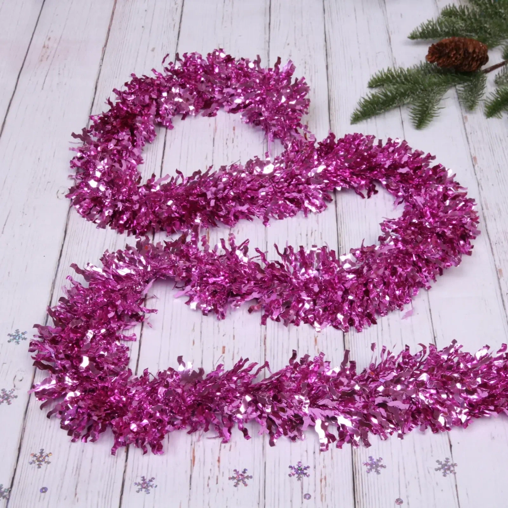 Мишура 2 м 9 см «Яркая змейка», Малиновый