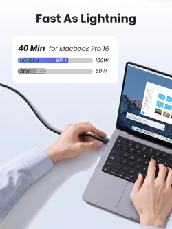 USB C кабель Угрин 100W с быстрой зарядкой для ноутбука