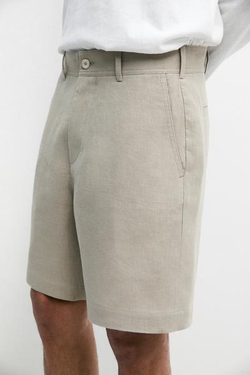 Massimo Dutti Короткие бермуды из 100% льна, бежевый