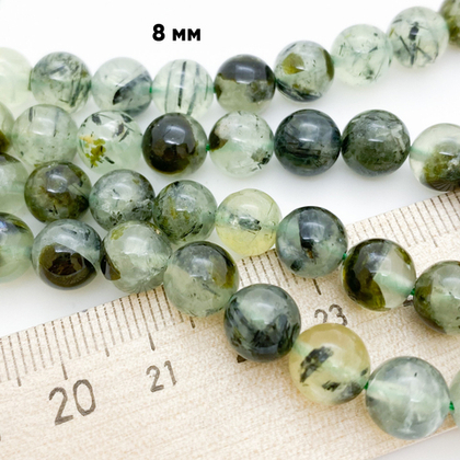 Пренит бусины, диаметр 8,1-8,3 мм, цена за 11 шт (1/4 нити)