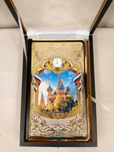 Ежедневник А6 «Москва» с часами  в подарочном футляре с накладкой (Златоуст)