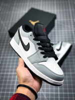 AIR JORDAN 1 LOW LIGHT SMOKE GREY/GYM RED-WHITE