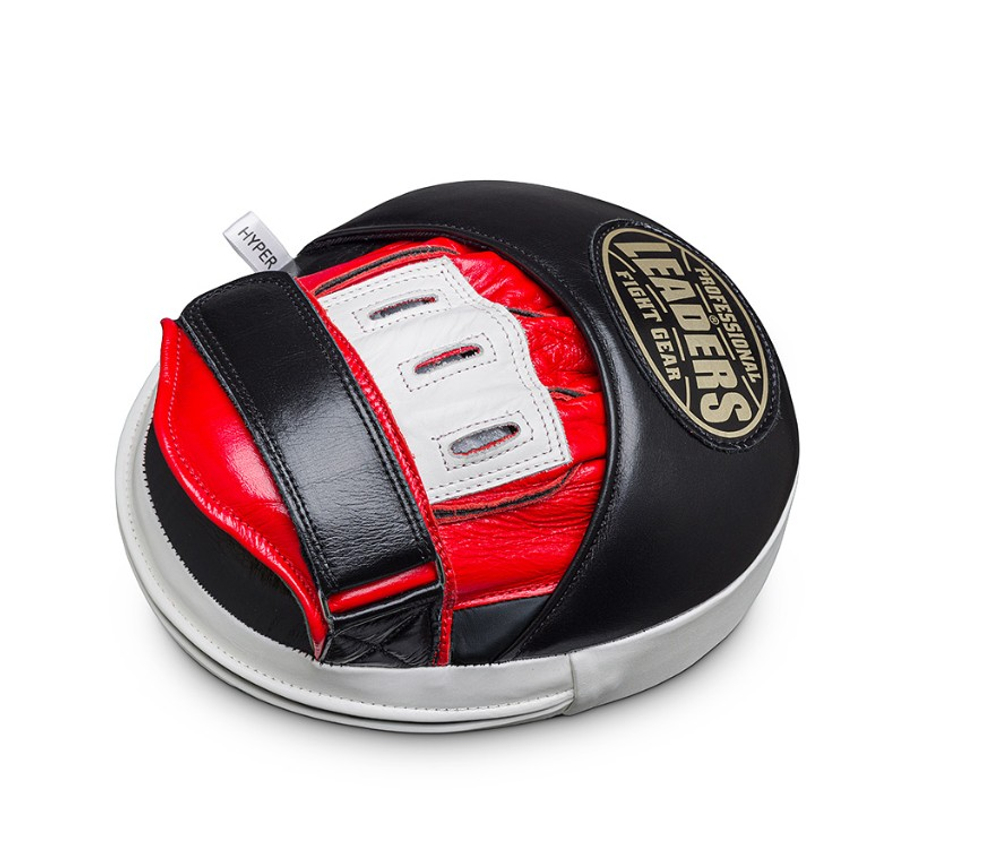 Лапы тренерские LEADERS MID-AIR HYPER BK/RD/WH (ONE, кожа, черный/красный/белый)