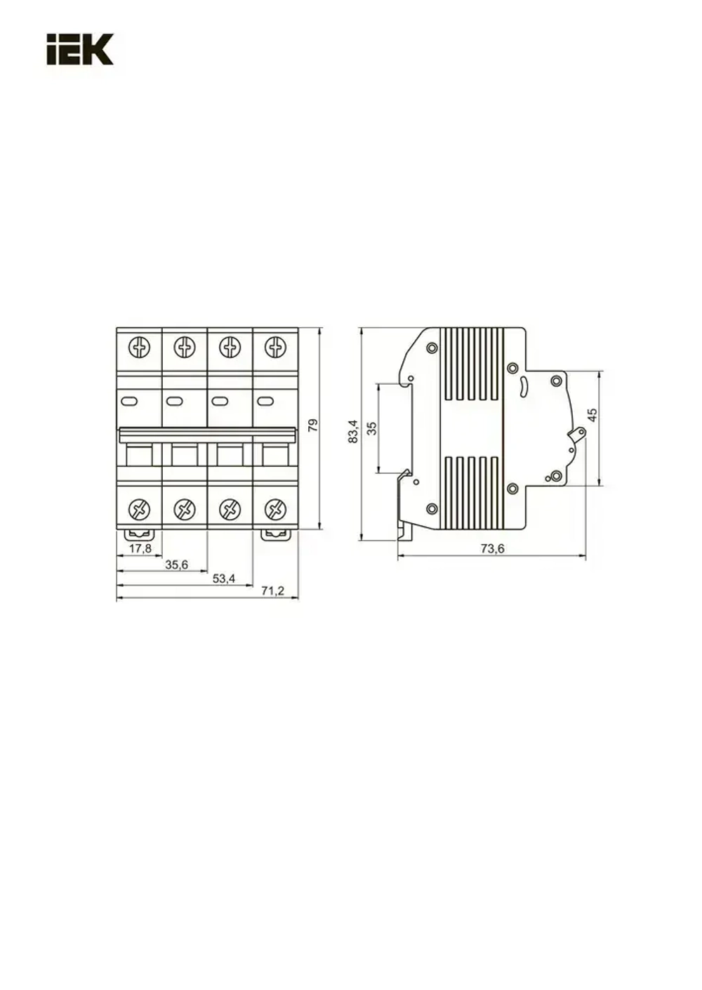 (MVA20-1-016-C-4, 4 шт.) Выключатель автоматический модульный 1п C 16А 4.5кА ВА47-29 IEK OZN1065406531.VE24RU1