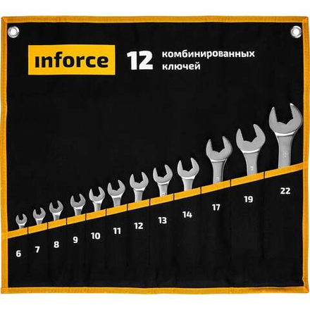 Набор комбинированных ключей 12 предметов Inforce, Сталь Cr-V, 6-22мм, 06-05-31