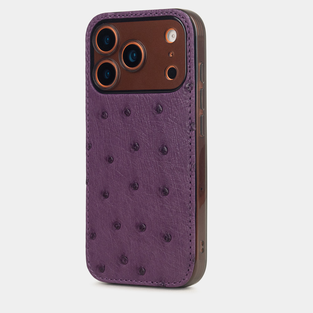 Чехол-накладка для iPhone 17 Pro из кожи страуса, фиолетового цвета