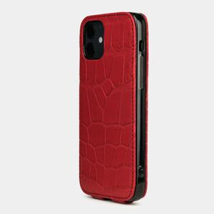 Чехол для iPhone 12/12Pro из кожи крокодила, красного цвета