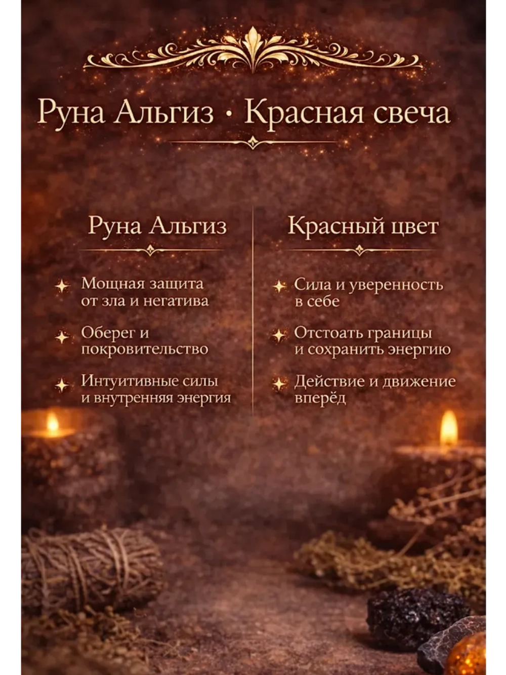 Свеча восковая красная программная Альгиз