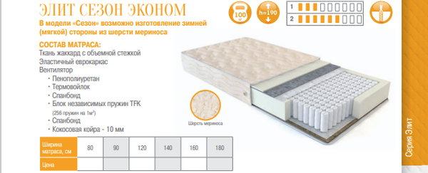МАТРАС ЭЛИТ СЕЗОН ЭКОНОМ