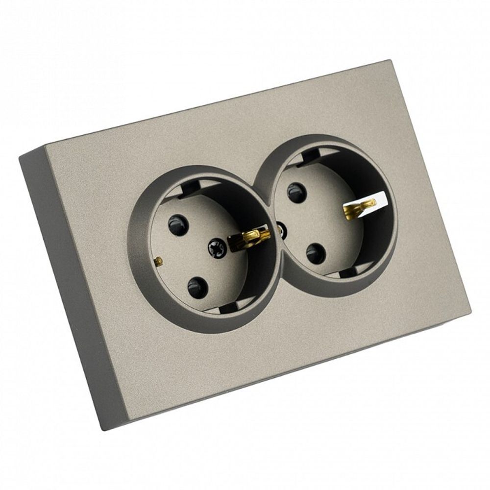 Розетка двойная с заземлением и со шторкой Stekker Эмили 49934