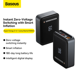 Автомобильный Компрессор/Стартер/PowerBank, BASEUS Super Energy 2-in-1 Car Jump Starter (1000A), 8000 mAh, Черный+Серый