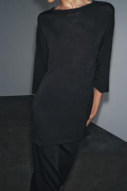 ZARA ОДНОТОННЫЙ ДЖЕМПЕР ОВЕРСАЙЗ, ЧЕРНЫЙ