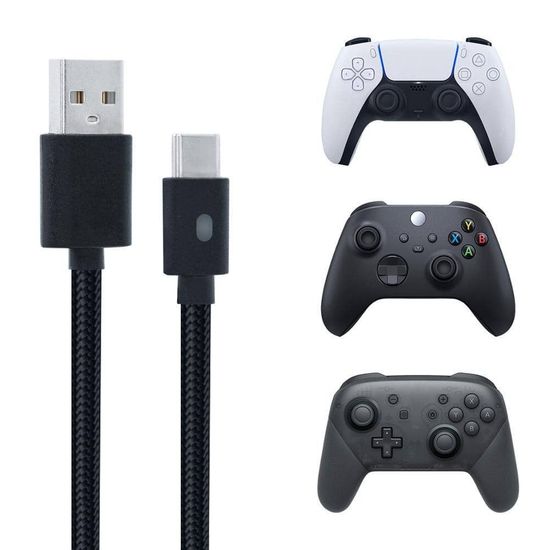 USB Type-C кабель DOBE с индикатором для зарядки геймпадов DualSense (PS5), Xbox Series X/S и Nintendo Switch консолей, Charging Cable