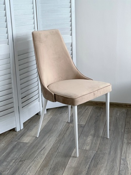 Стул NEPAL-P БЕЖЕВЫЙ #5, велюр/ белый каркас М-City